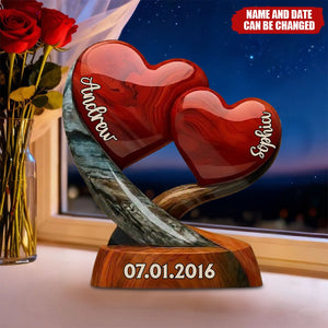 Couple Heart - Personalized Custom Shaped Acrylic Plaque, Gift For Couple