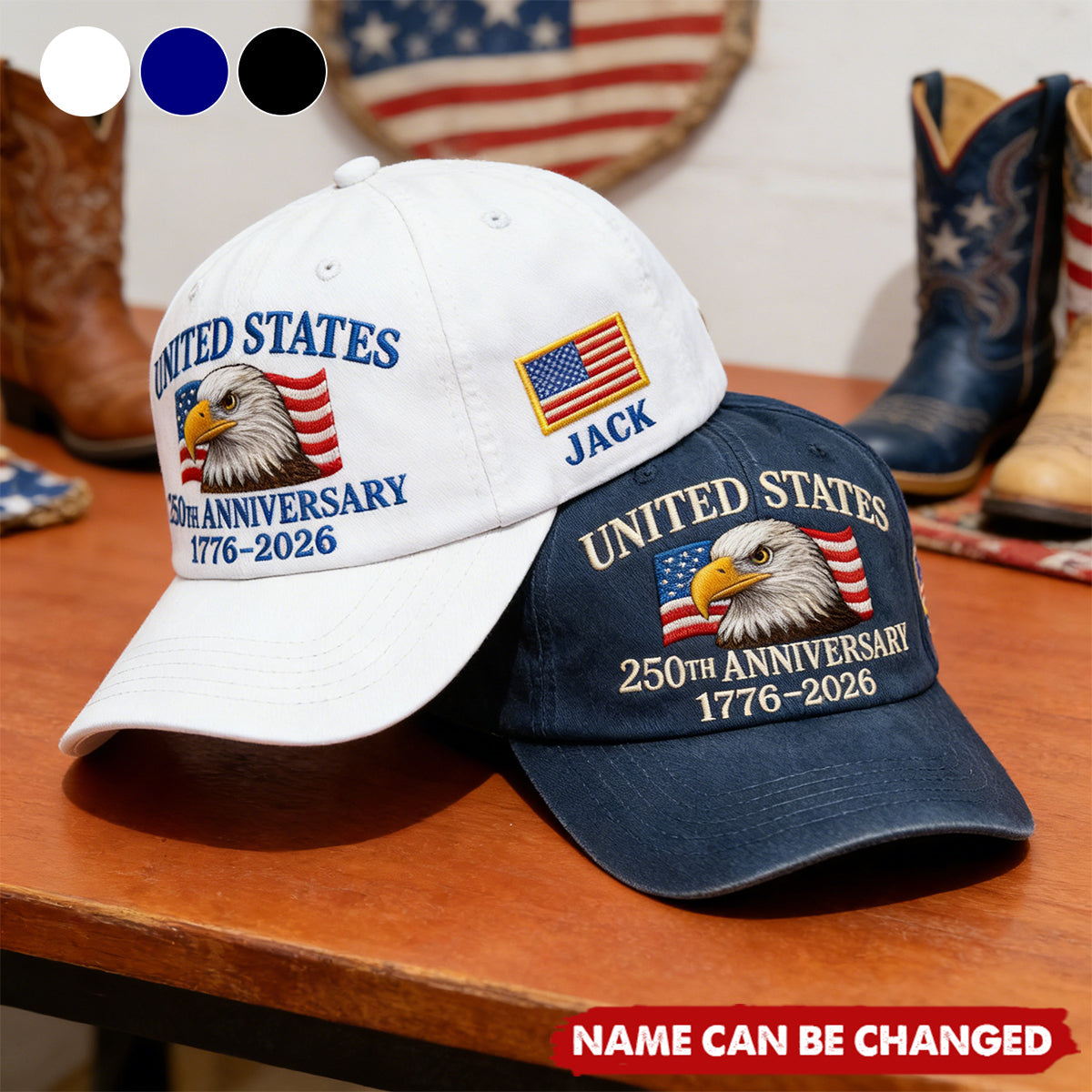 United States 250th Anniversary - Personalized Flag Patriotic Classic Cap