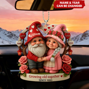 Personalized Growing Old Together Old Dwarf Couple Love Acrylic Car Ornament