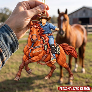 Custom Ornament Gift For Cowboys - Personalized Photo Ornament Gift For Horse Lovers