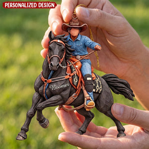 Custom Ornament Gift For Cowboys - Personalized Photo Ornament Gift For Horse Lovers