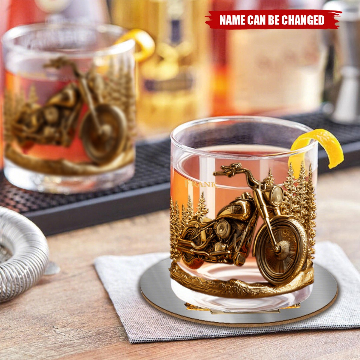 Never Underestimate An Old Man With His Motorcycle - Personalized Biker Whiskey Glass