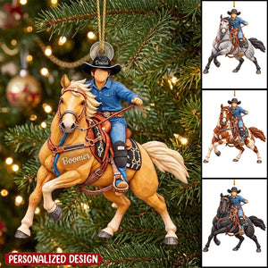 Custom Ornament Gift For Cowboys - Personalized Photo Ornament Gift For Horse Lovers
