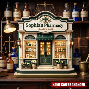 Personalized Pharmacy Wooden Plaque, Custom Name Apothecary Decor, Pharmacist Gift