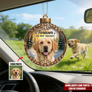 Custom Photo Memorial Christmas Forever In My Heart - Personalized Car Ornament