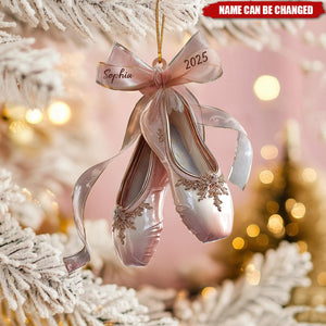 Ballet Shoes Christmas Ornament, Pink Pointe Shoe Acrylic Tree Hanging