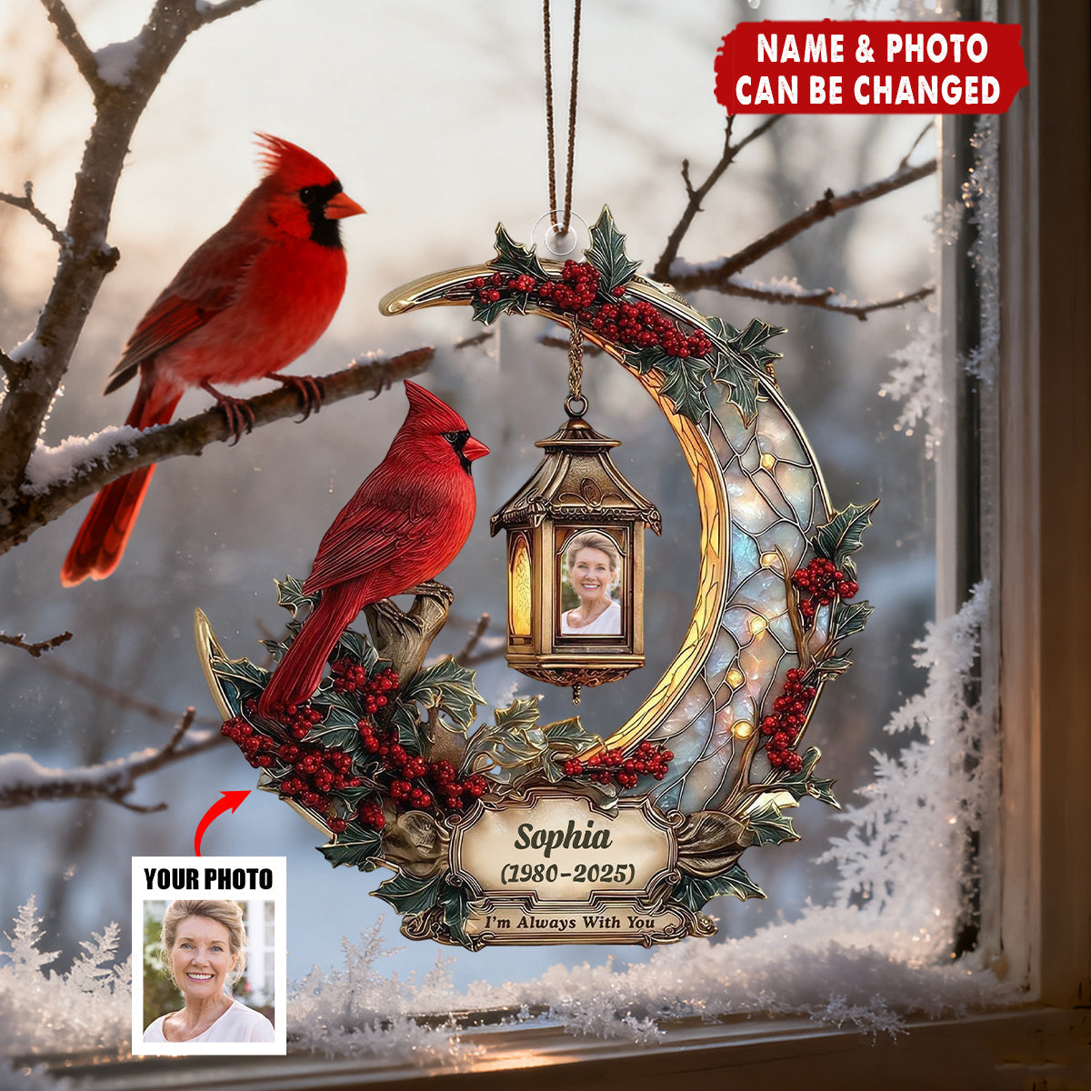 I Am Always With You Acrylic Ornament, Cardinal Memorial Ornament