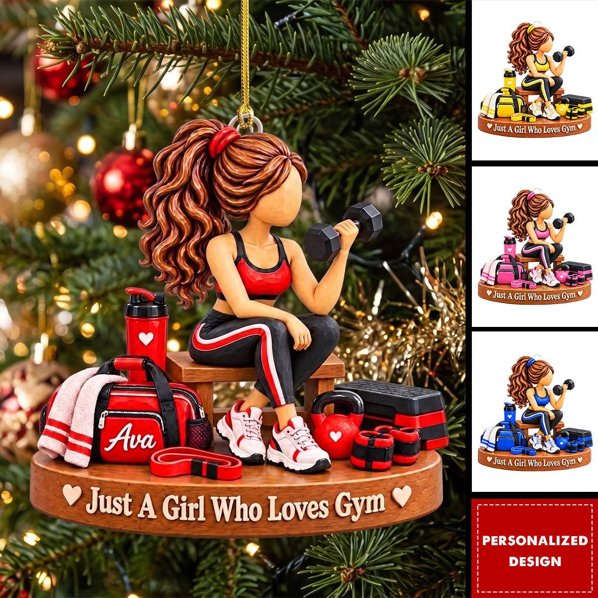 Personalized Gym Girl Ornament, Just A Girl Who Loves Gym Acrylic Ornament