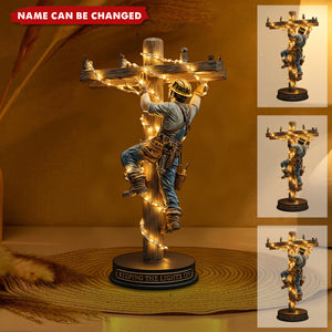 Keeping The Lights On - Personalized Lineman Custom Shaped Acrylic Plaque