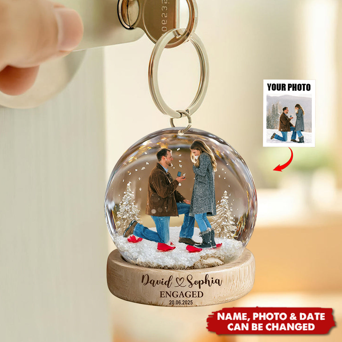 Our First Christmas Engaged Keepsake - Personalized Acrylic Keychain