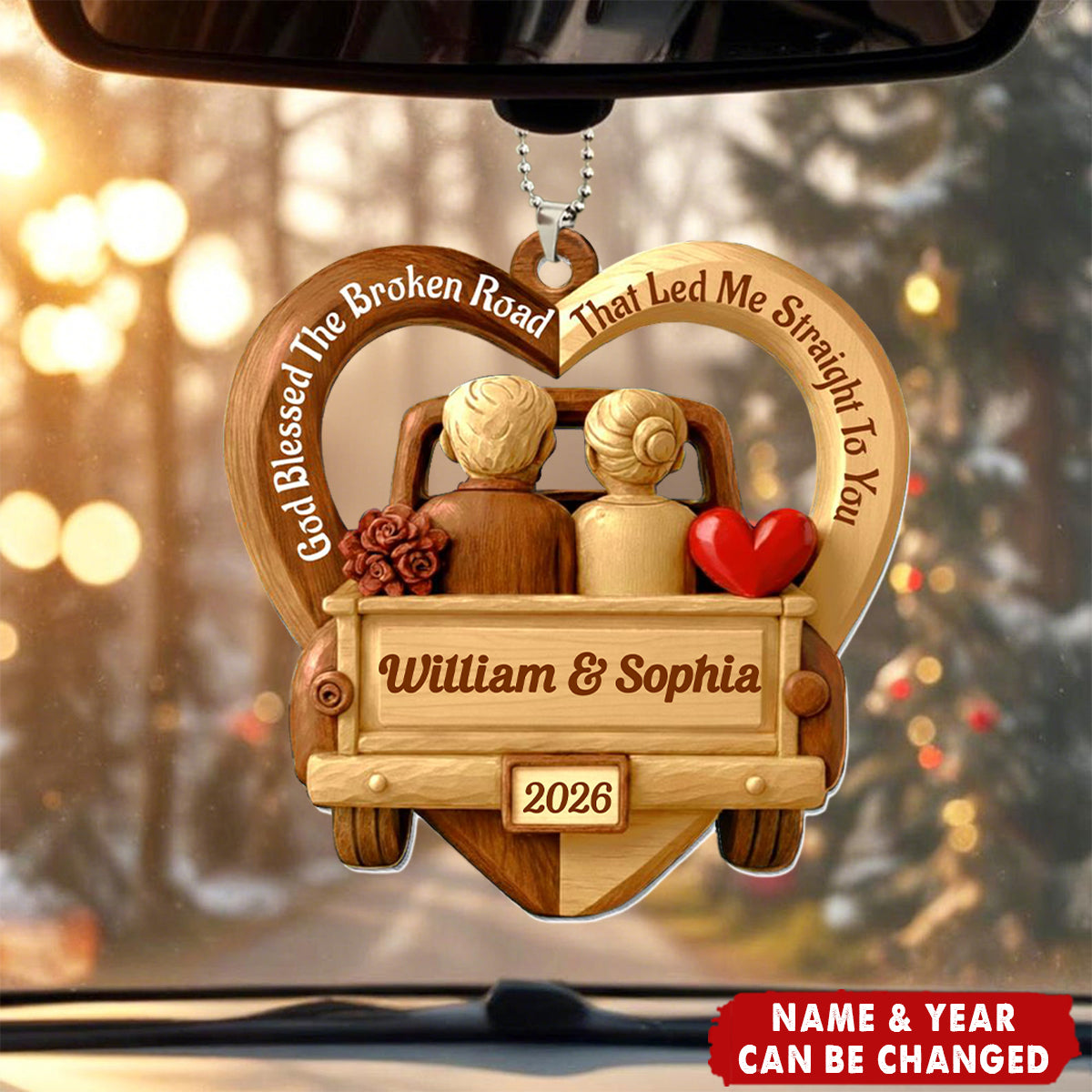 God Blessed The Broken Road That Led Me Straight To You, Couple Ornament In Car