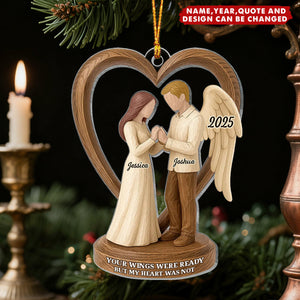 Couple Memorial Wooden Figurines - Personalized Christmas Acrylic Ornament