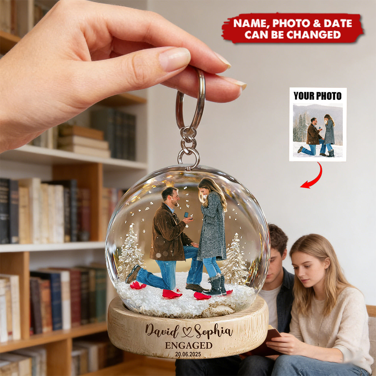 Our First Christmas Engaged Keepsake - Personalized Acrylic Keychain