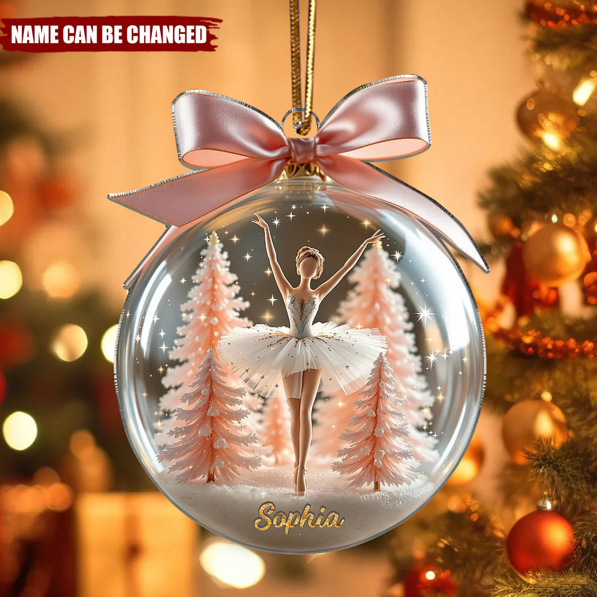 Personalized Name Ballerina Xmas Acrylic Ornament