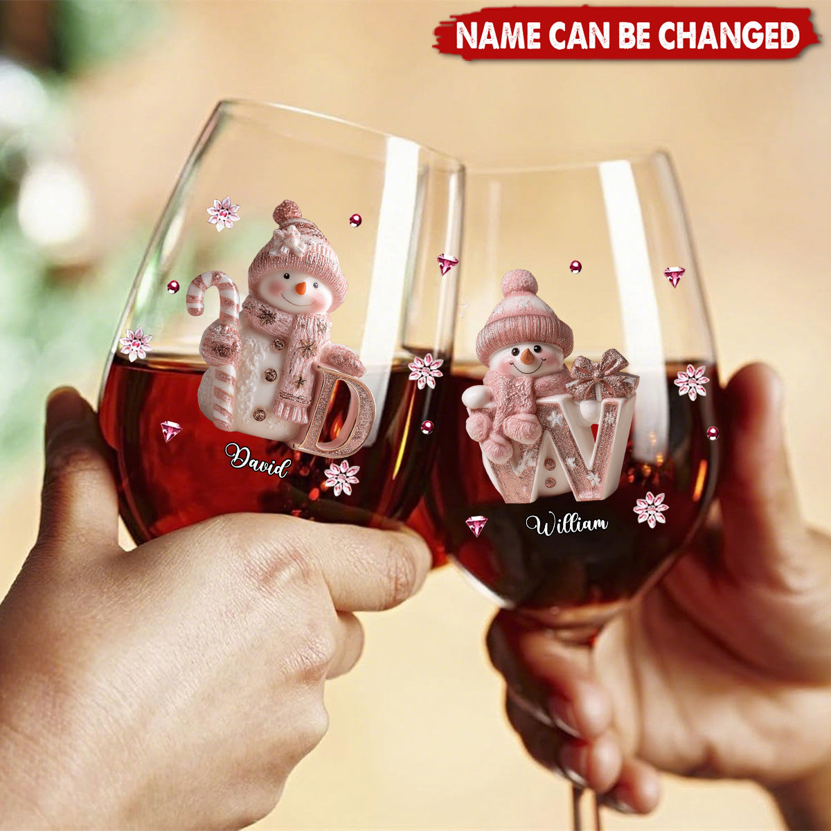 Merry Christmas - Personalized Family Wine Glass With Long Stem