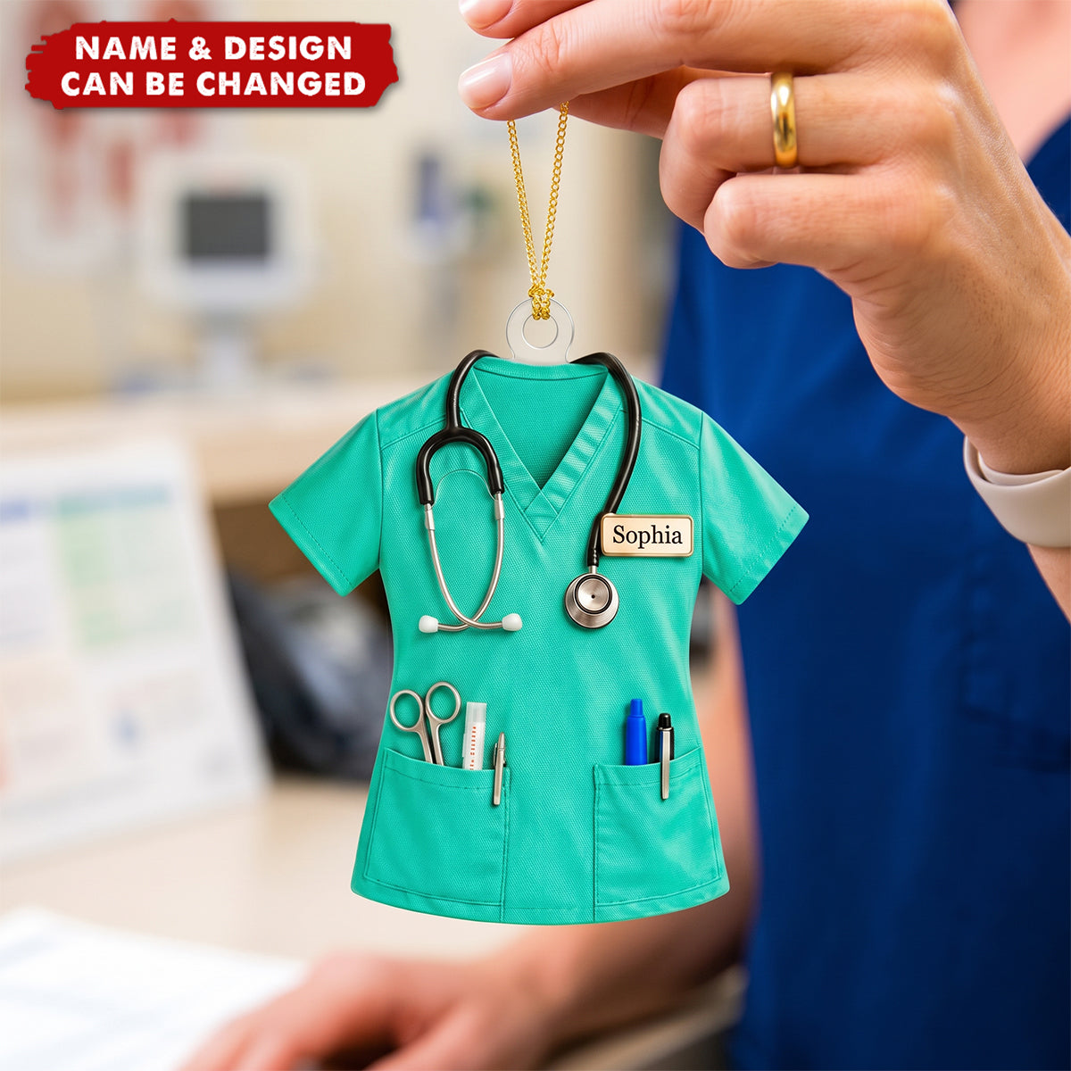 Personalized Nurse Ornament, Custom Scrubs Christmas Ornament