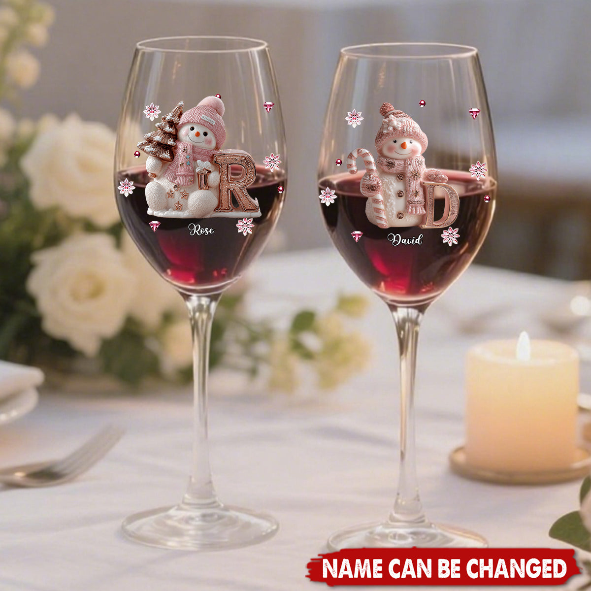 Merry Christmas - Personalized Family Wine Glass With Long Stem