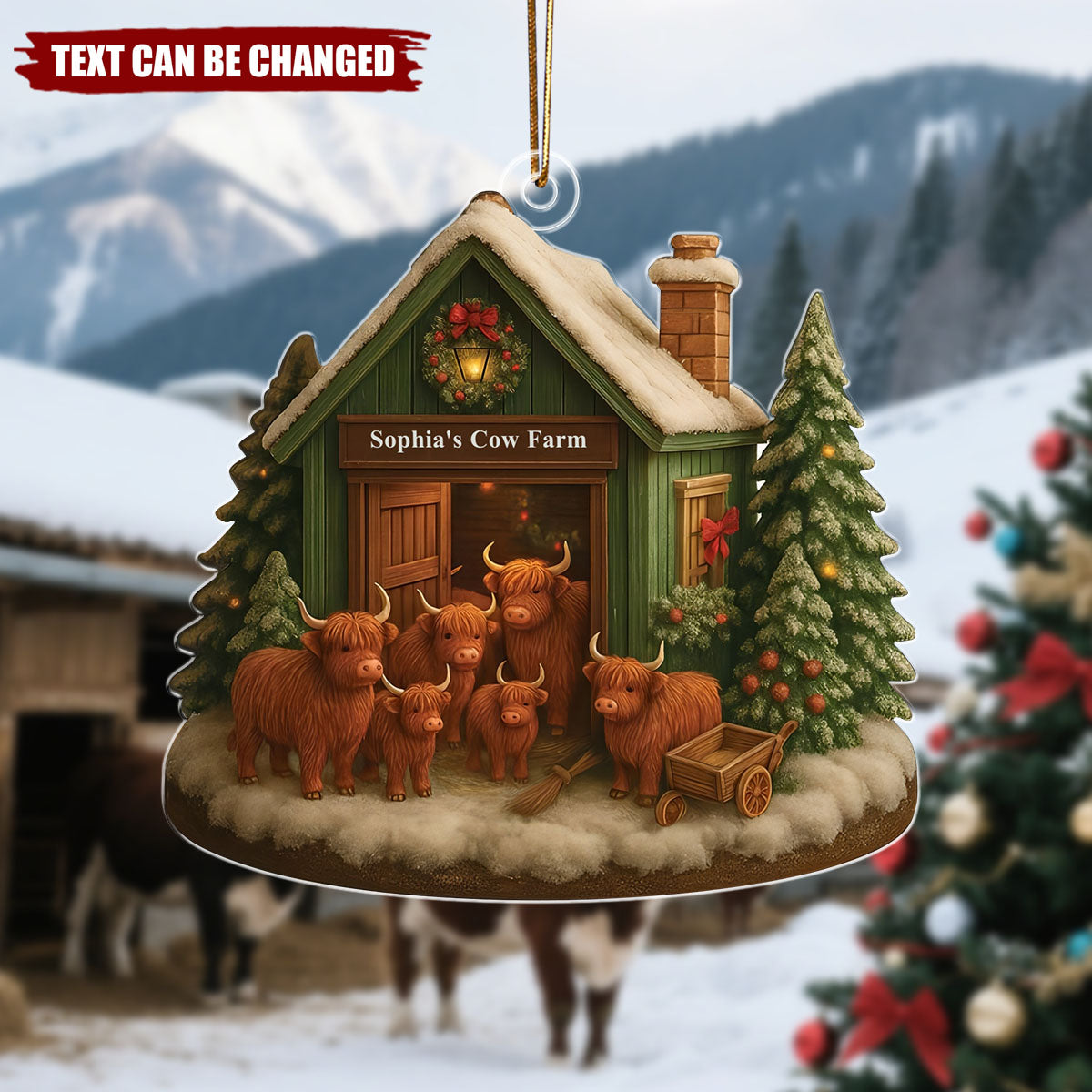 Highland Cow Farm - Personalized Christmas Acrylic Ornament