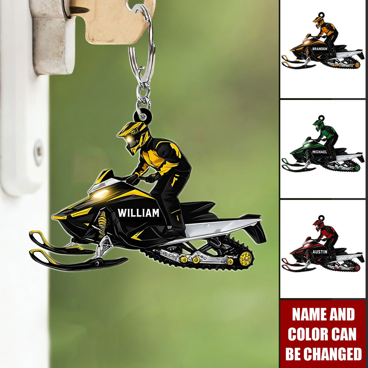 Snowmobile Rider - Personalized Acrylic Keychain