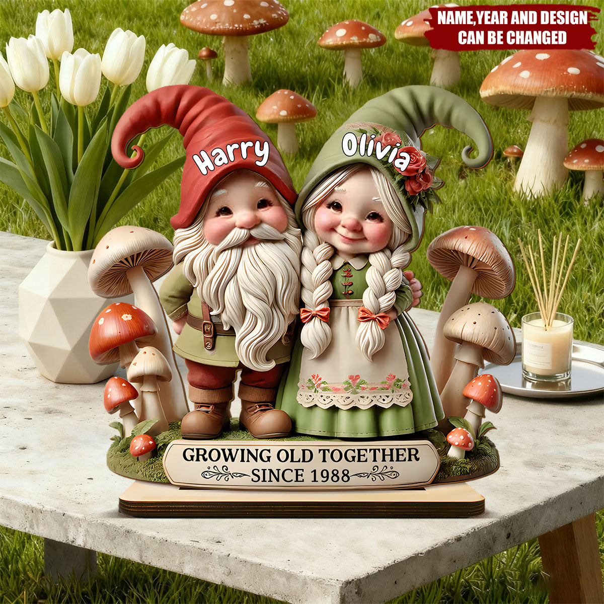 Growing Old Together - Personalized Standing Wooden Plaque