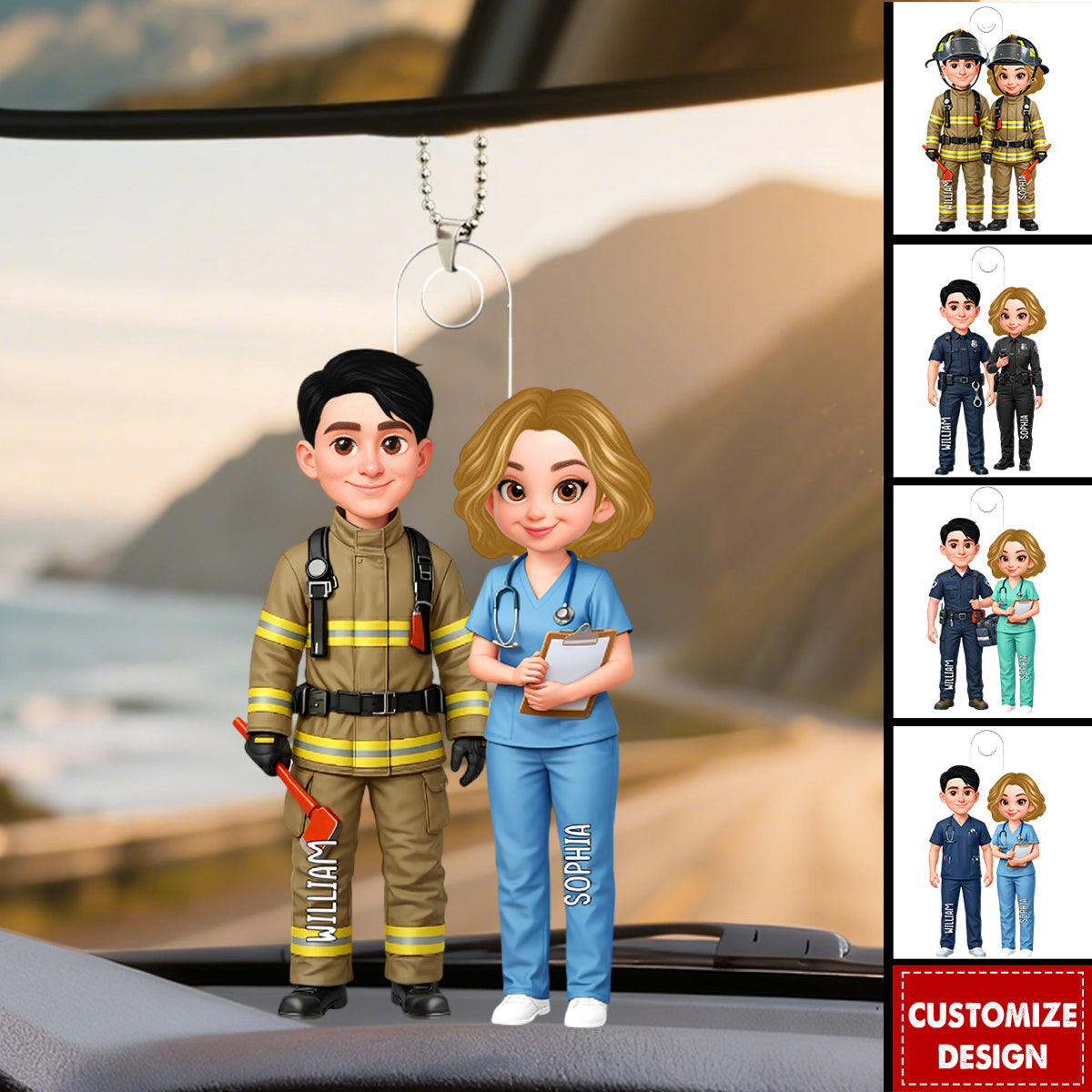 Personalized Acrylic Car Ornament - My Missing Piece Couple Occupation - Valentine's Day Gift for Him, Gift for Her