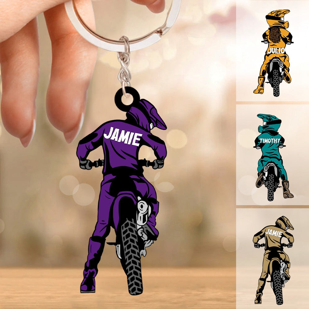 Racing Doll Personalized Acrylic Keychain, Gift For Motocross Family, Motor Racers