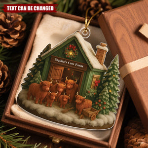 Highland Cow Farm - Personalized Christmas Acrylic Ornament