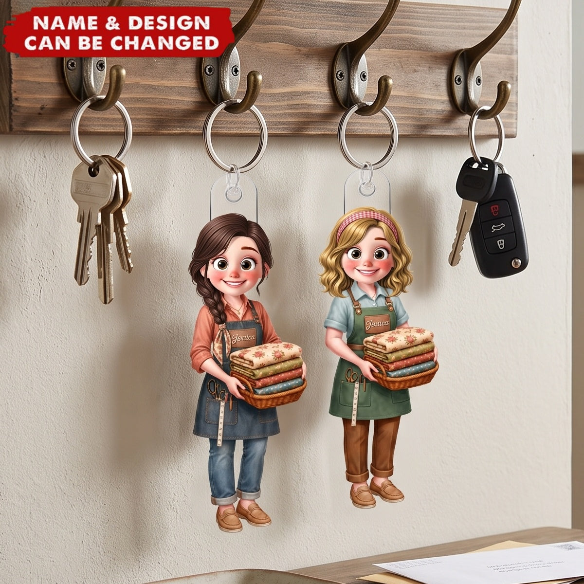 Sewing Is My Happy Place - Personalized Acrylic Keychain