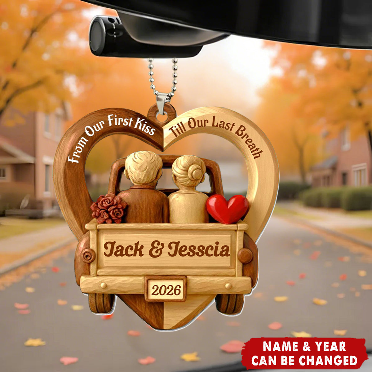God Blessed The Broken Road That Led Me Straight To You, Couple Ornament In Car