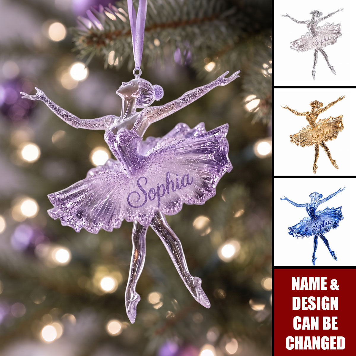 Personalized Ballerina Ornament, Custom Name Ballet Christmas Ornament, Ballerina Dancer Gift