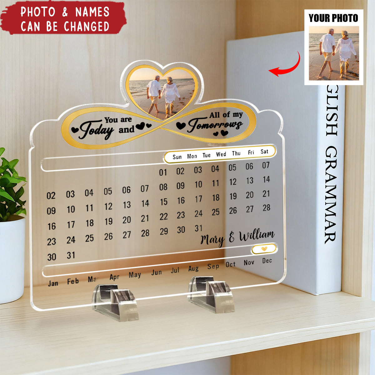 Custom Photo Our Love Is Timeless - Personalized Acrylic Perpetual Desk Calendar