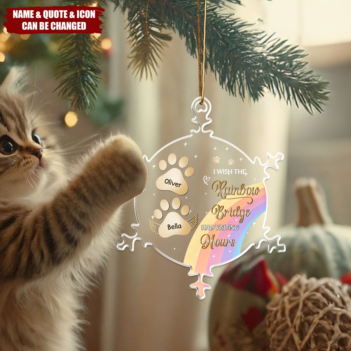 At The Rainbow Bridge - Personalized Snowflakes Shaped Acrylic Ornament