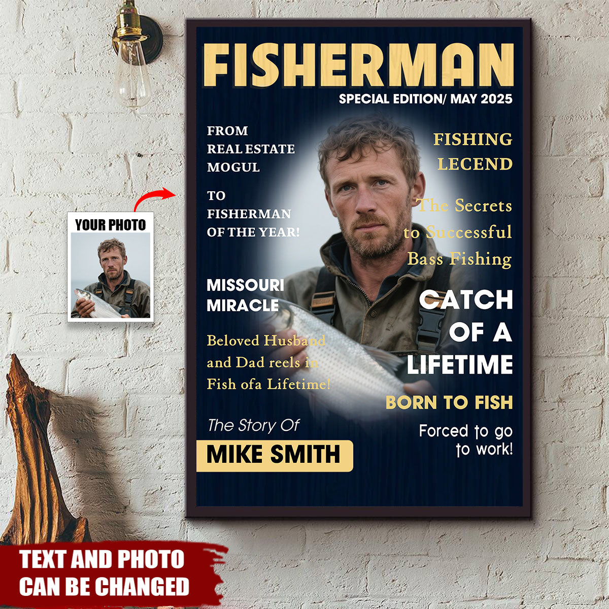 Man Cave Fishing Art - Personalized Poster, Gift For Fisher