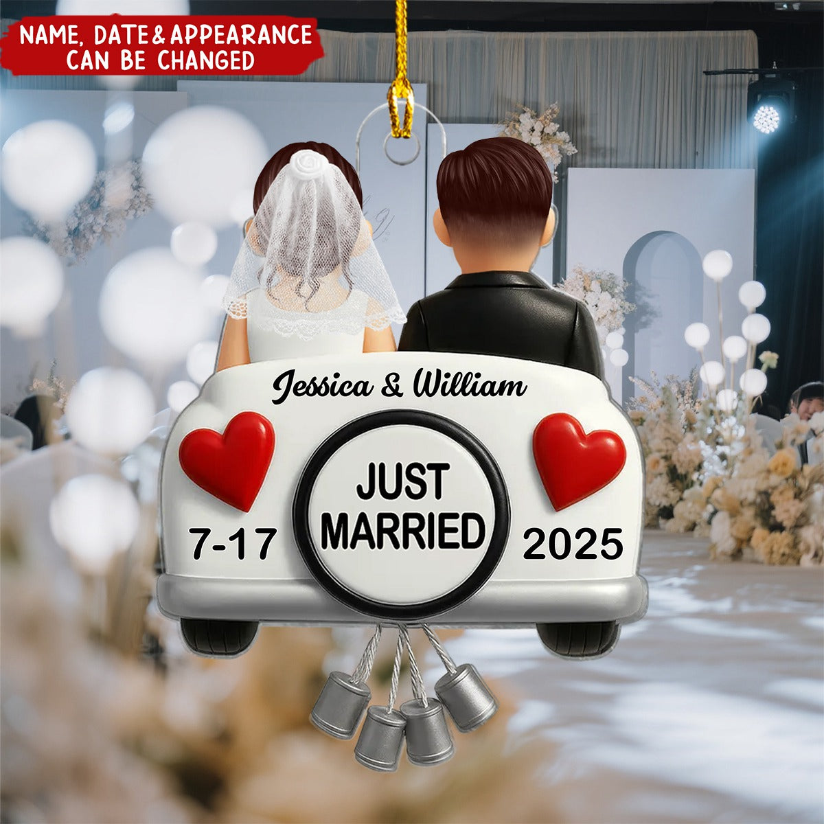 Just Married Couple First Christmas Married - Personalized Christmas Acrylic Ornament