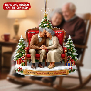 Old Couple Sitting Together from Our 1st Kiss til Our Last Breath - Personalized Christmas Acrylic Ornament