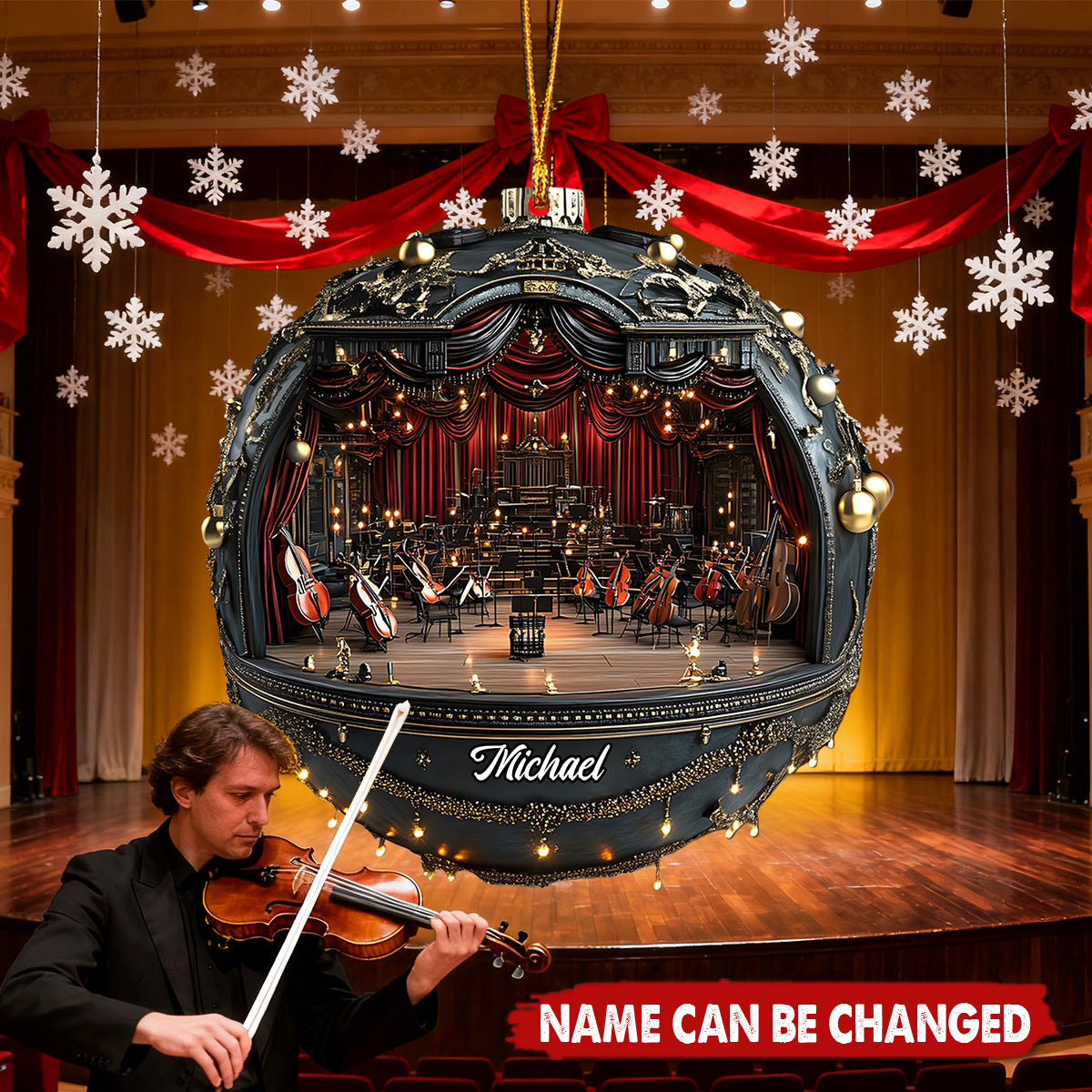 Elegant Orchestra Stage - Personalized Christmas Acrylic Ornament, Gift For Music Enthusiast