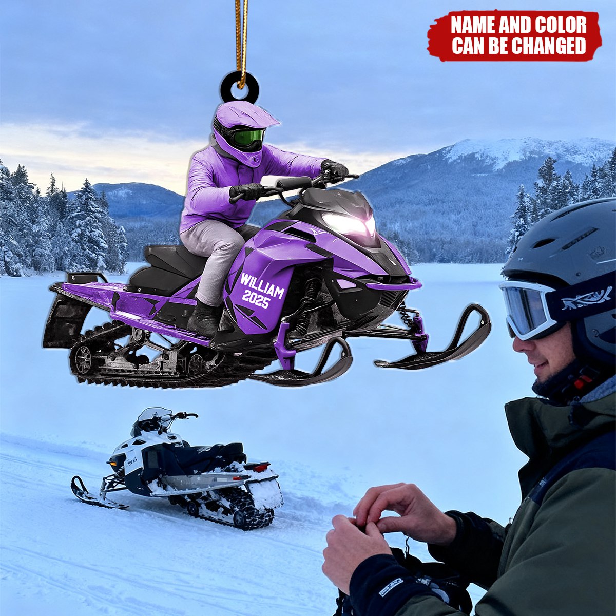 Snowmobile - Personalized Christmas Acrylic Ornament