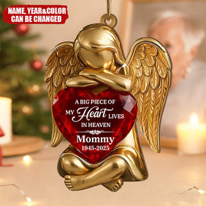 A Big Piece Of My Heart Lives In Heaven - Personalized Wooden Ornament