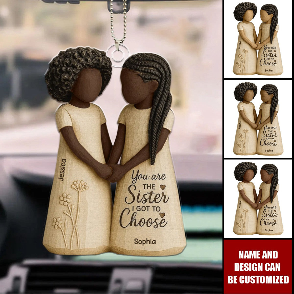 African American Besties You Are The Sister Personalized Acrylic Car Ornament