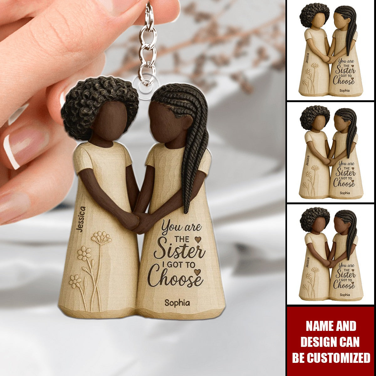 African American Besties You Are The Sister Personalized Acrylic Keychain