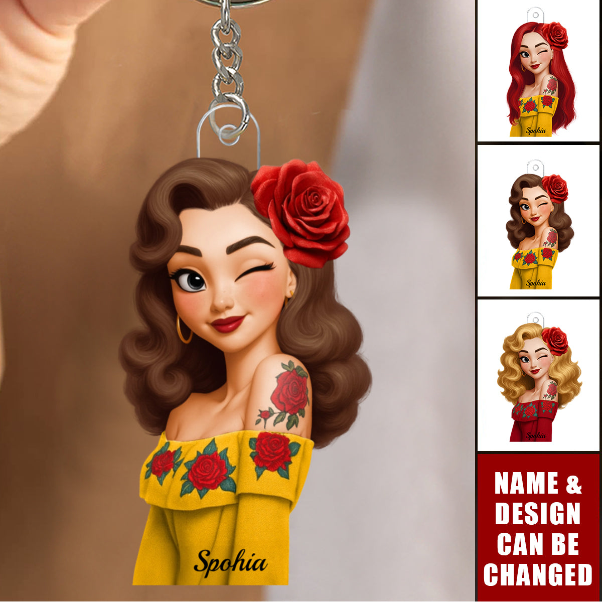 Hispanic Woman Hispanic Month - Personalized Acrylic Keychain