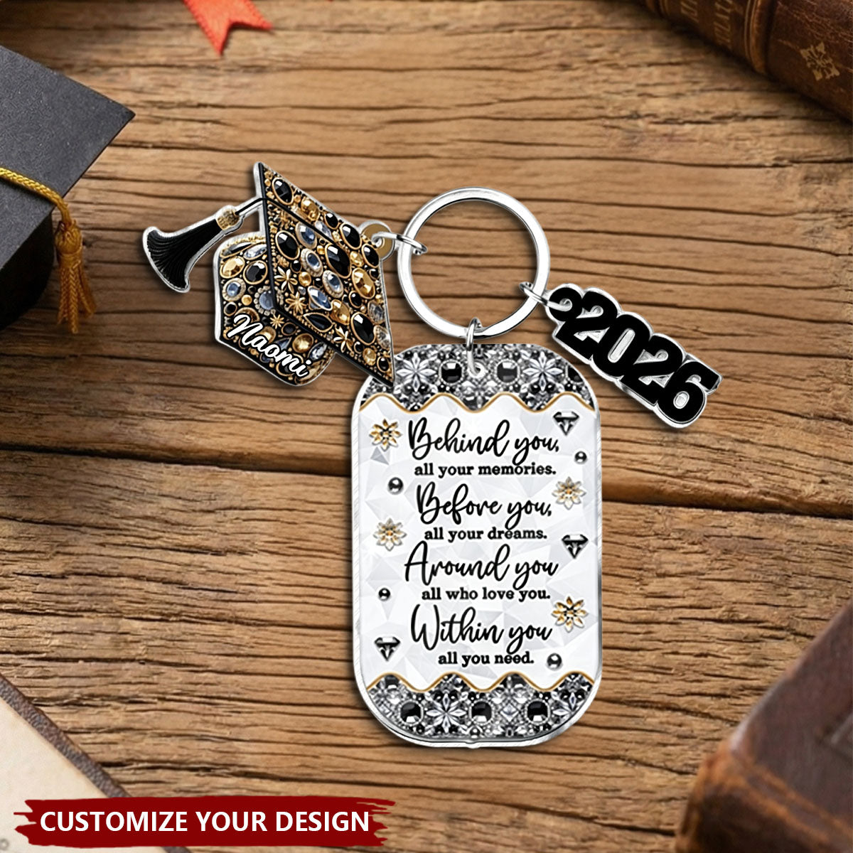 Congrats Grand Class Of 2026 - Personalized Graduation Keychain with Charms
