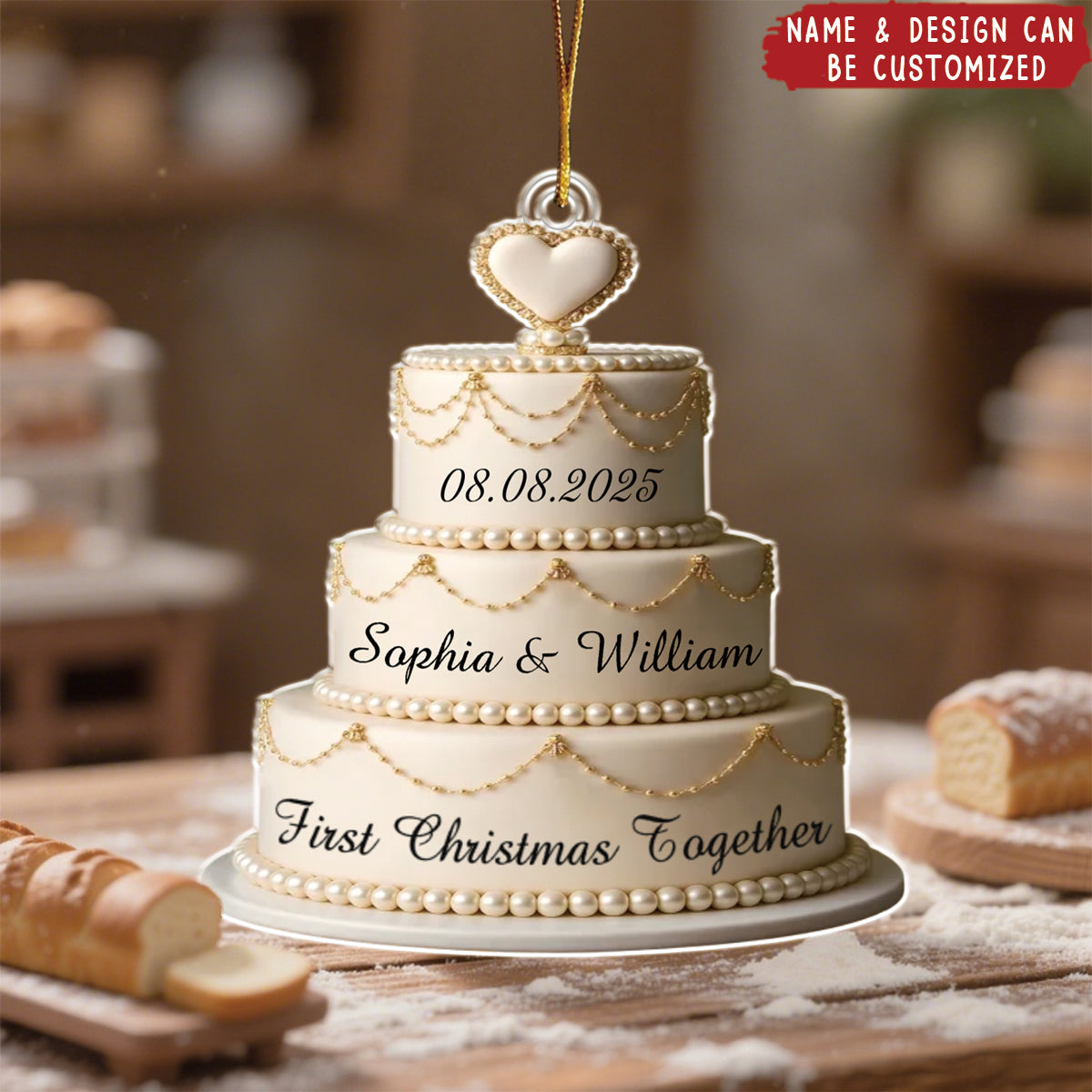Our Love Story, Freshly Baked - Personalized Acrylic Ornament, Anniversary Christmas Wedding Gifts