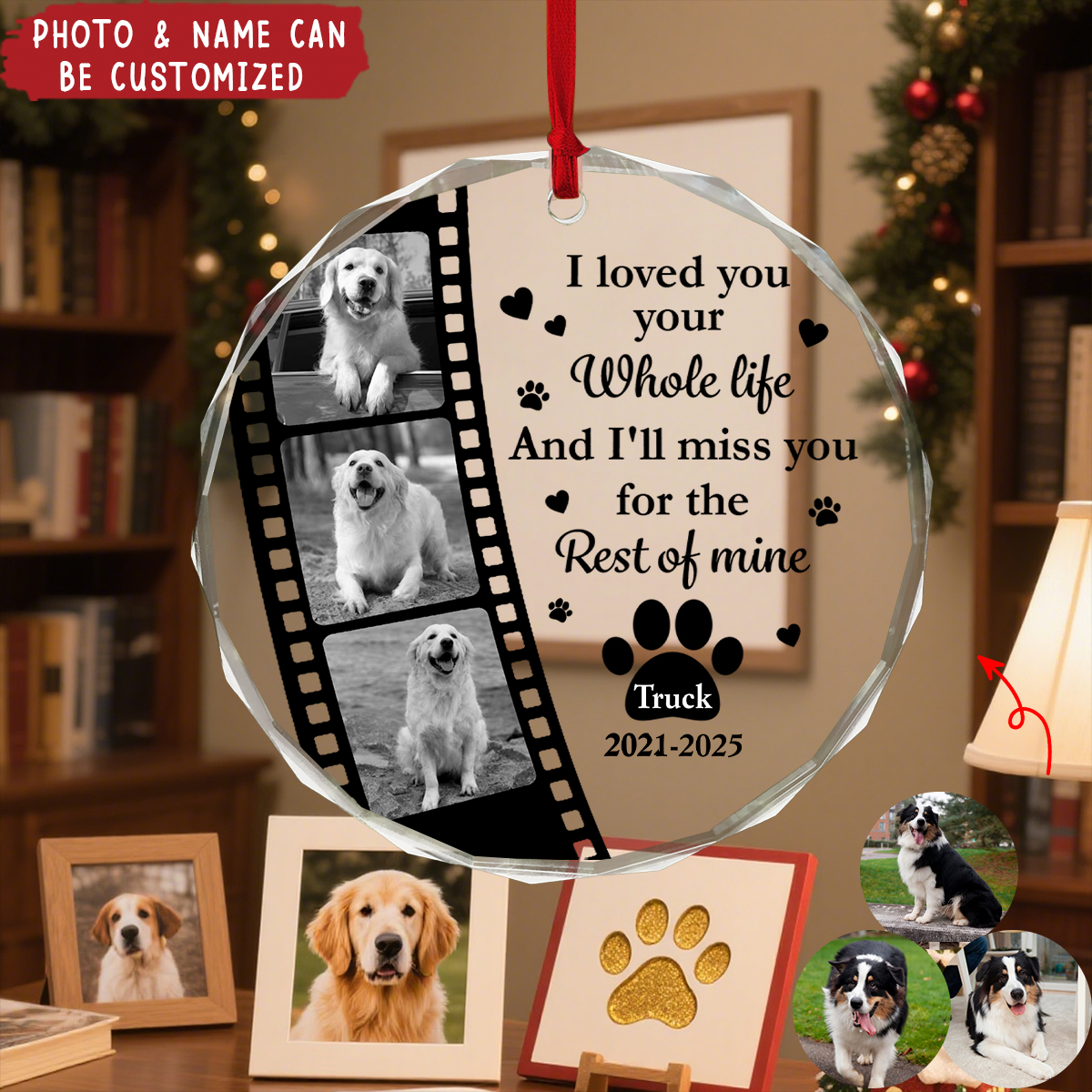 Custom Film Roll Dog Picture - Personalized Dog Memorial Glass Ornament
