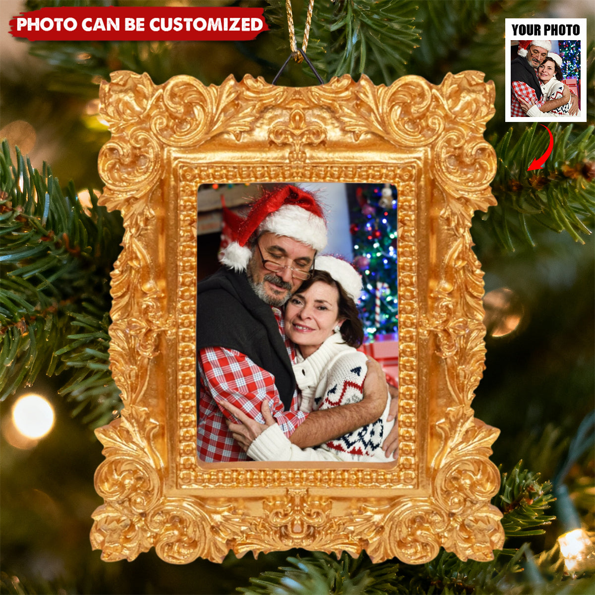 Custom Photo For Family, Siblings, Friends, Pet Lovers - Personalized Vintage Picture Frame Ornament