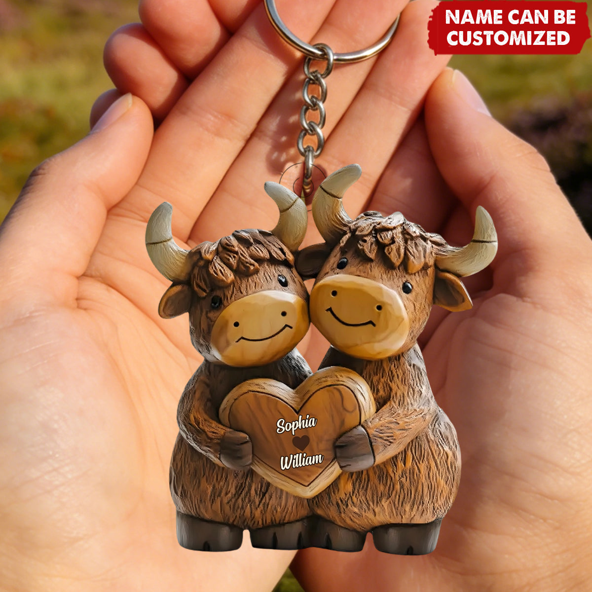 Highland Cowl Couple - Personalized Acrylic Keychain
