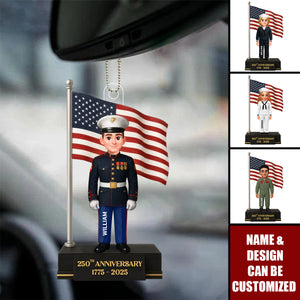 250th Anniversary Military Action Figure - Personalized Acrylic Car Ornament
