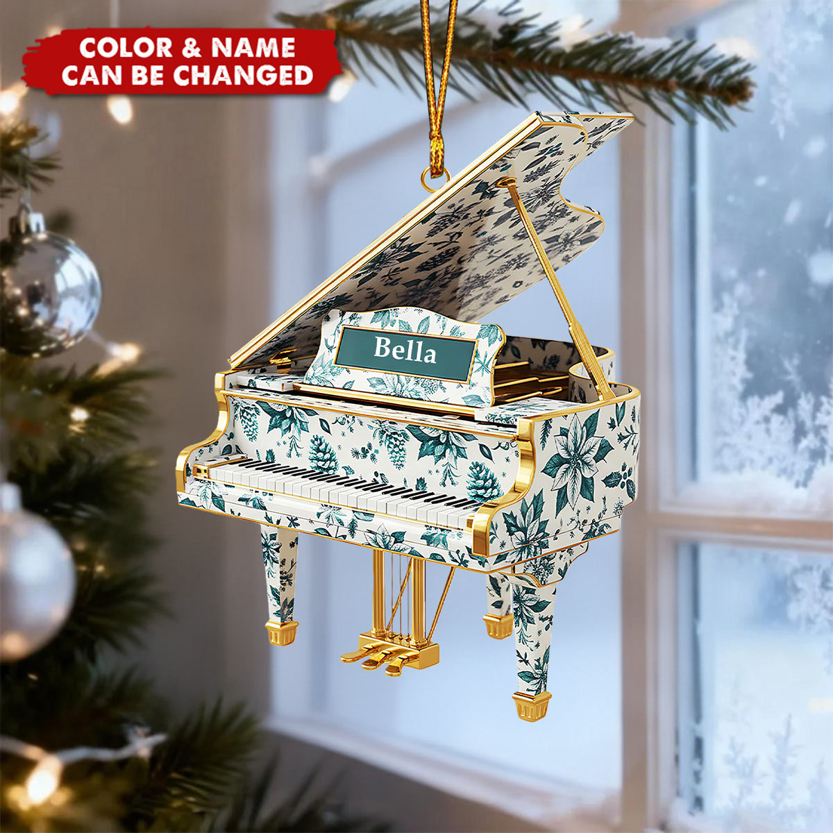 Personalized Gifts For Christmas, Piano Toile de Jouy Custom Shape Acrylic Ornament