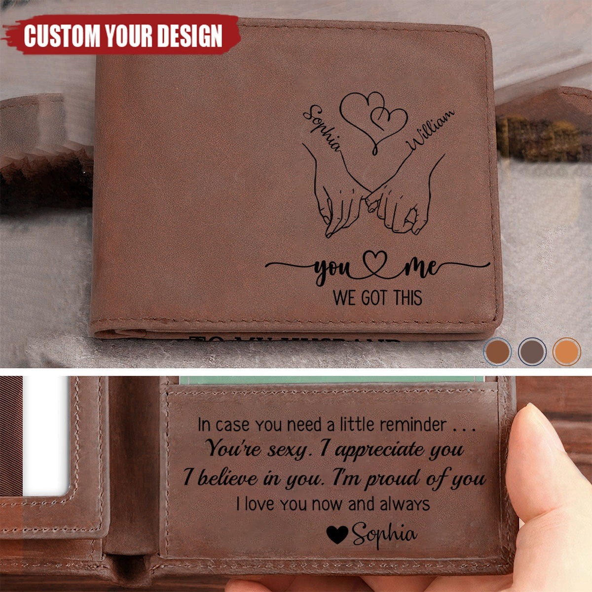 In Case You Need A Little Reminder - Personalized Leather Wallet - Gift For Couple
