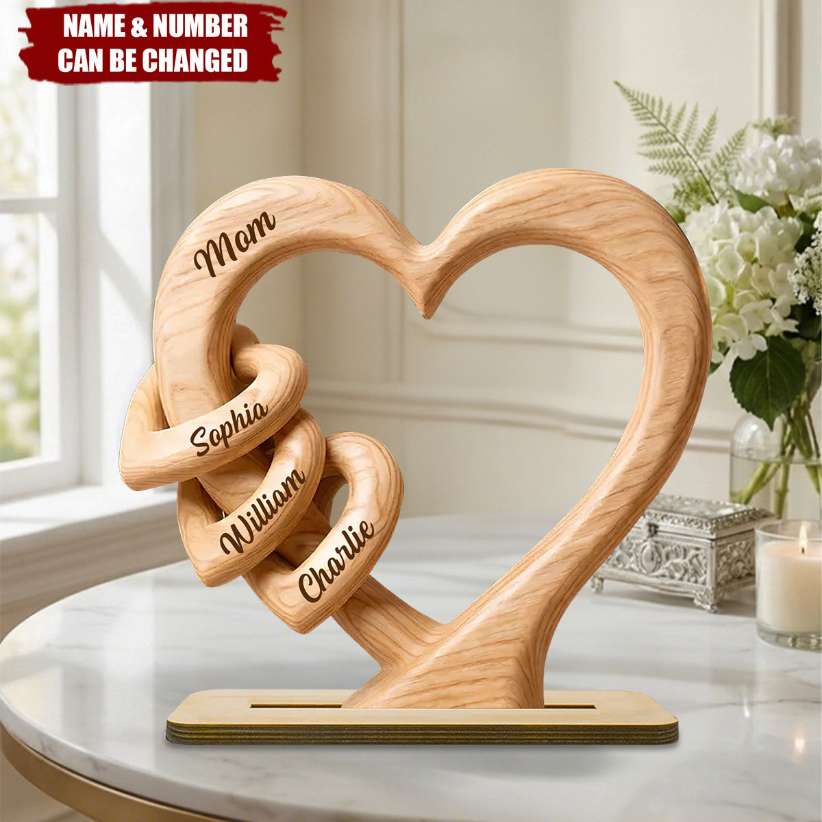 Mom Grandma Heart - Personalized 2-Layered Wooden Plaque - Sentimental Mother's Day Gift for Mom, Wife